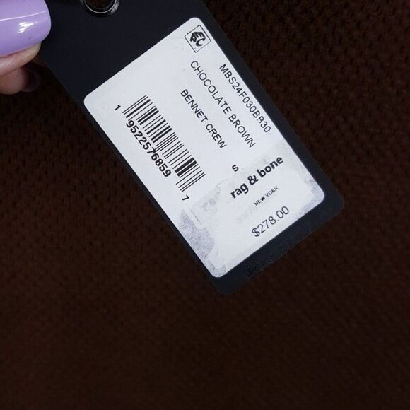 RAG & BONE Sweater Mens Small Brown Pullover Wool Blend Knit BENNET CREW $278 - Picture 4 of 9